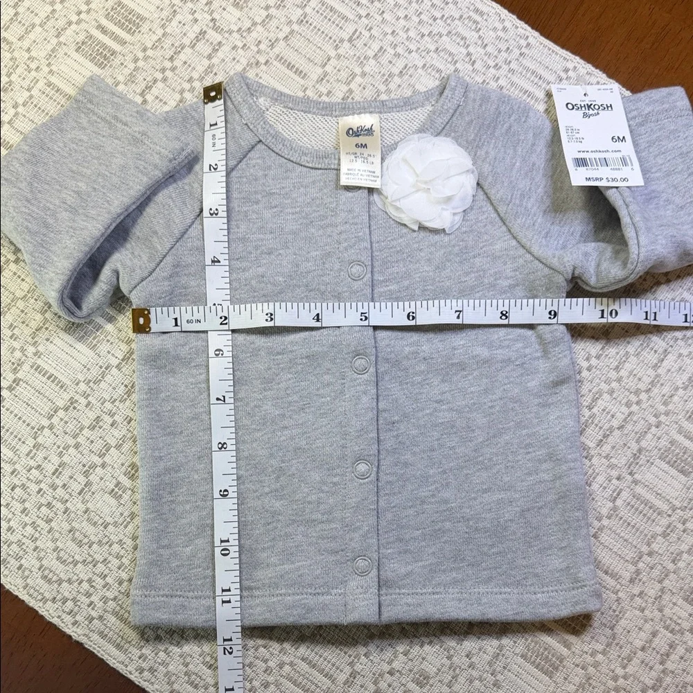 OshKosh B'gosh Light Gray Baby Sweater with White Flower